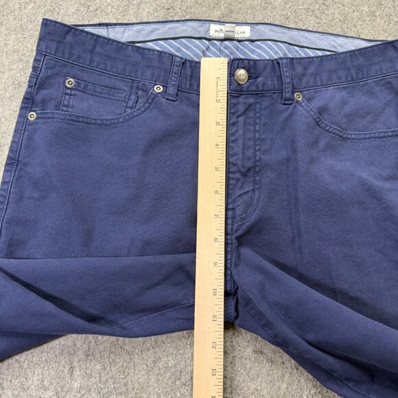 Peter Millar 5-Pocket Pants Men 34 x 33 Blue Canvas Stretch Tapered - Picture 16 of 16